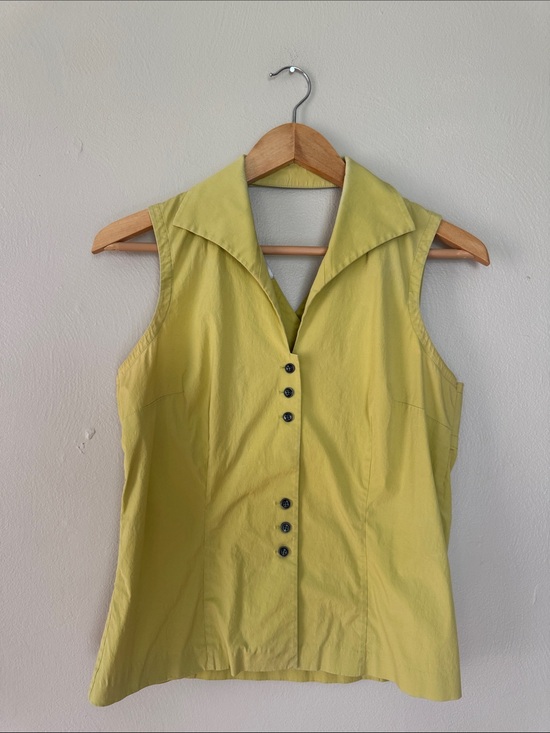 Talbots Tops - Vintage Talbots Collection Sleeveless open back Lime Button-Front Women's Top 8